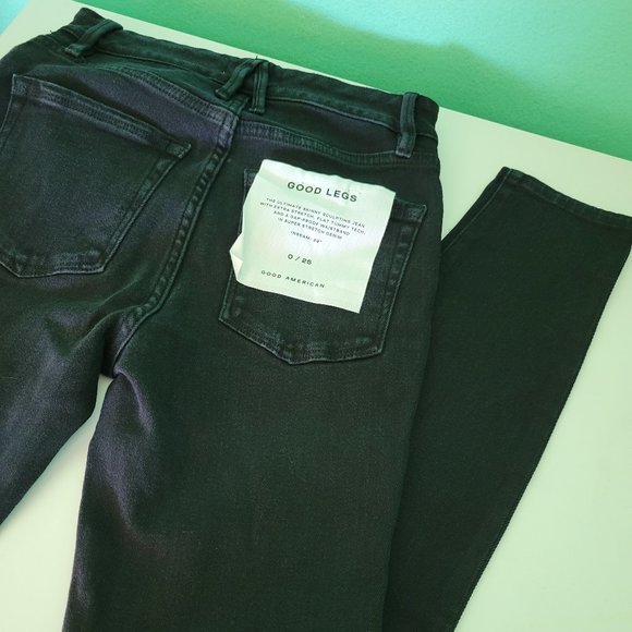 Good American Women's Black Slit Waistband Skinny Jeans NWT Size 0/25 - Picture 5 of 6